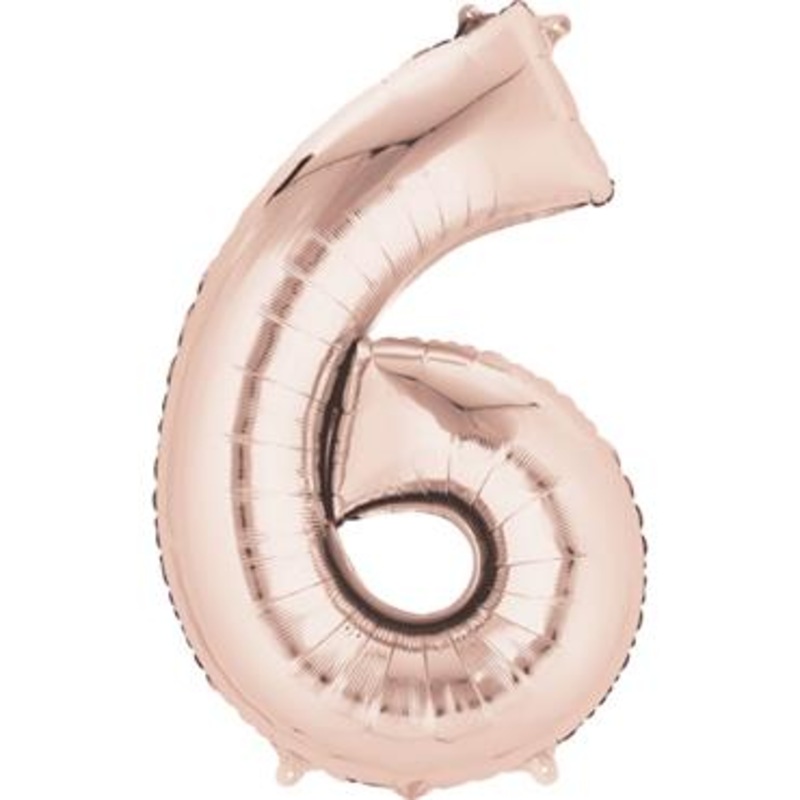 16 Number 6 Rose Gold Air Fill Balloon