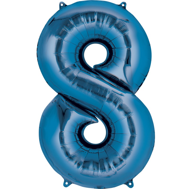16'' Number 8 Blue Air Fill Balloon