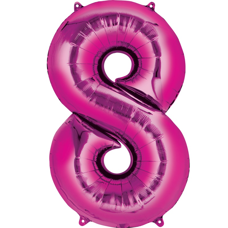 16'' Number 8 Pink Air Fill Balloon