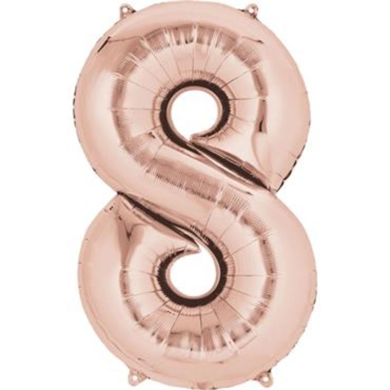 16 Number 8 Rose Gold Air Fill Balloon