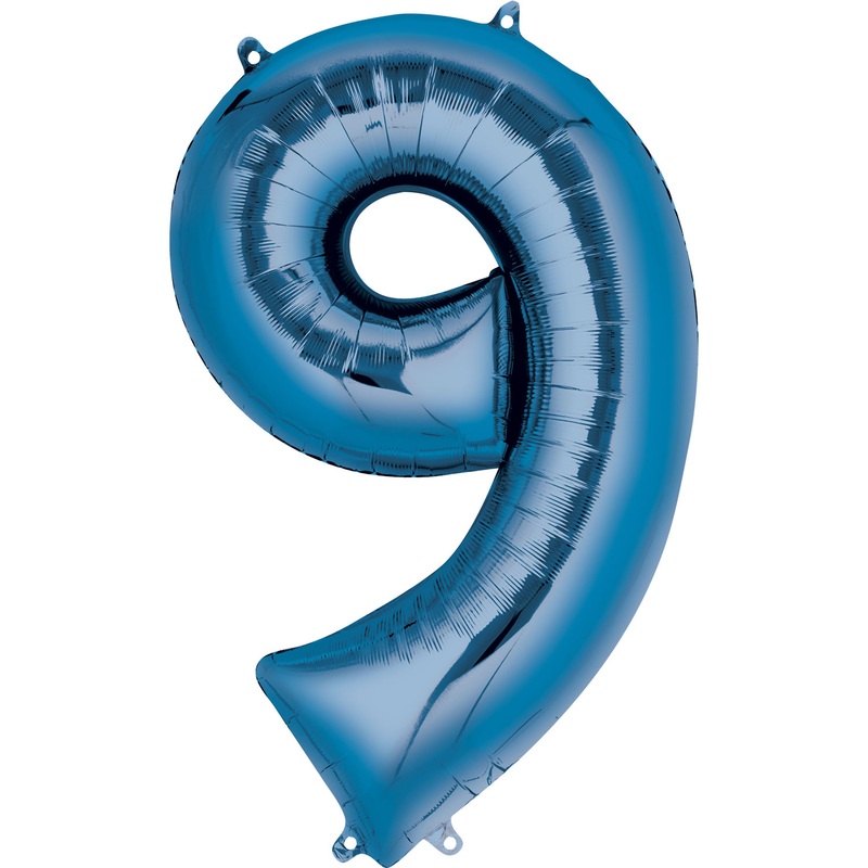 16'' Number 9 Blue Air Fill Balloon