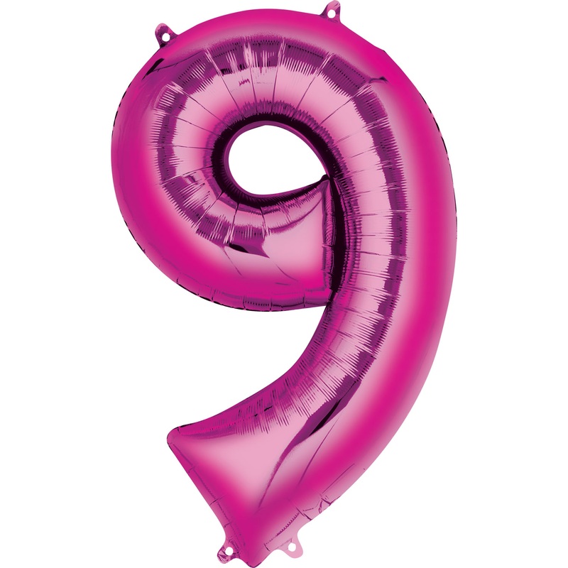 16'' Number 9 Pink Air Fill Balloon