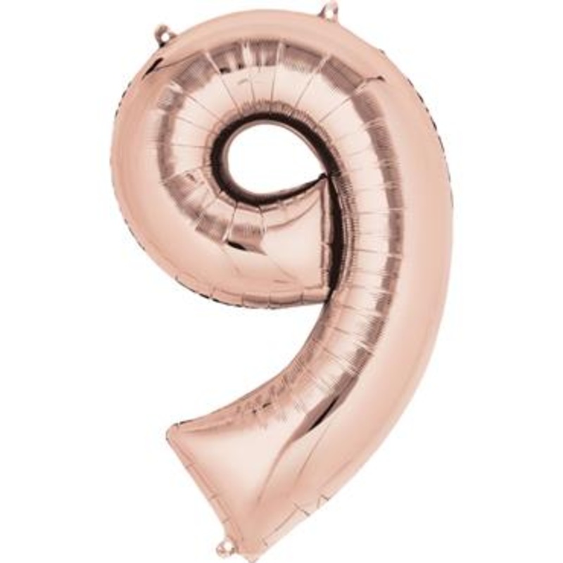 16 Number 9 Rose Gold Air Fill Balloon