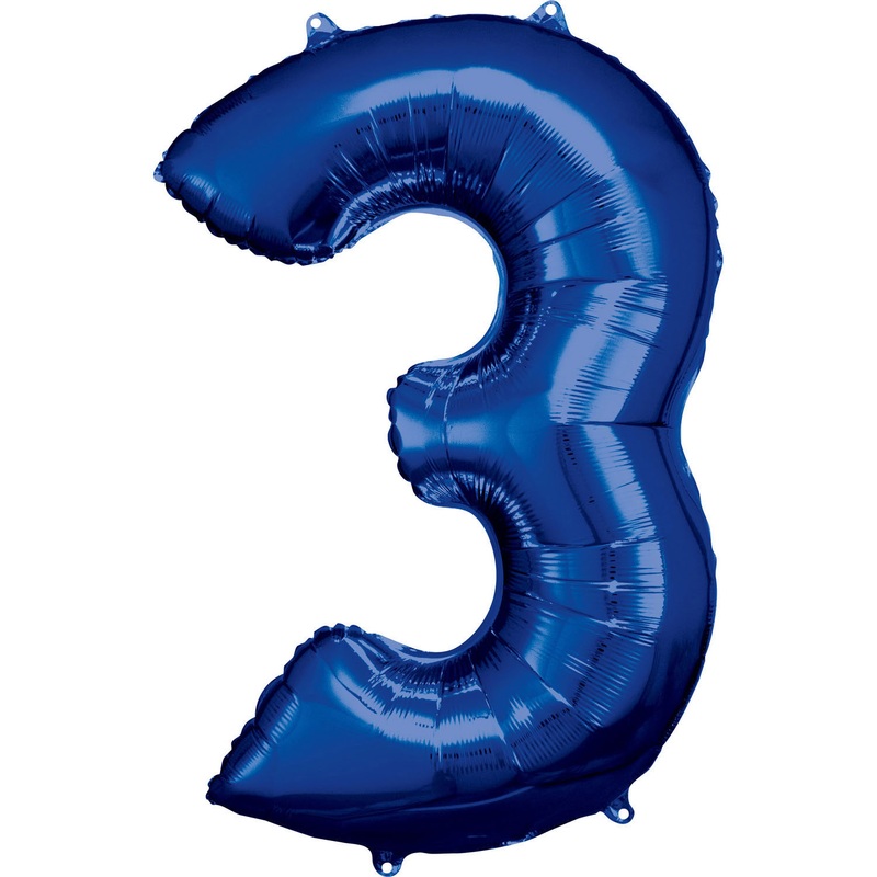 33'' Blue Numbered Foil Balloon #3