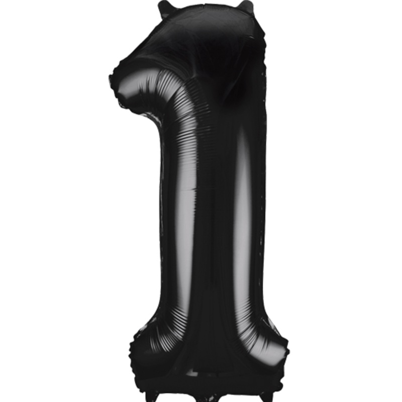 34" Black Numbered Foil Balloon #1