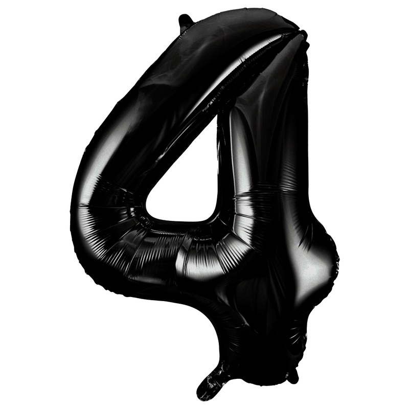 34" Black Numbered Foil Balloon #4
