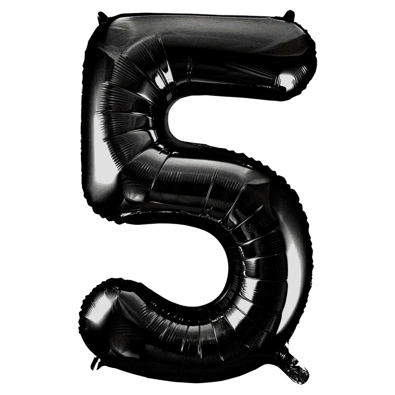 34" Black Numbered Foil Balloon #5