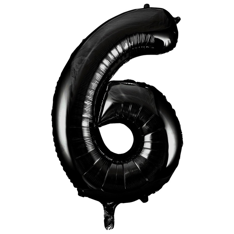 34" Black Numbered Foil Balloon #6