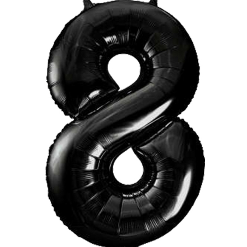 34" Black Numbered Foil Balloon #8