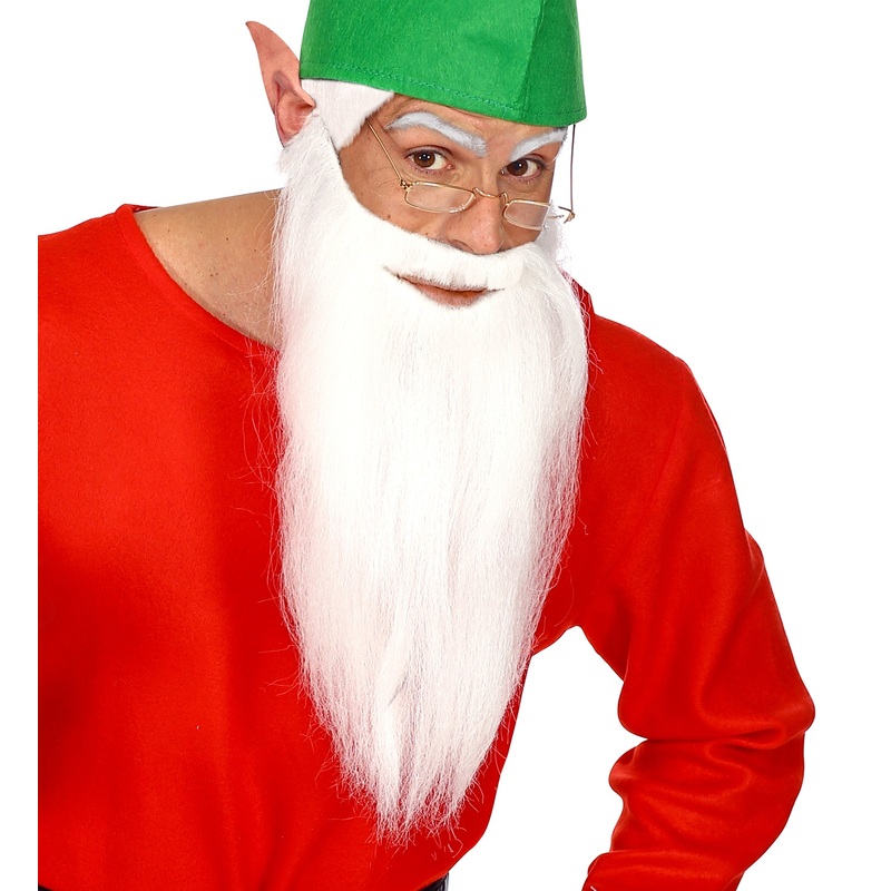 Long Beard with Moustache - White
