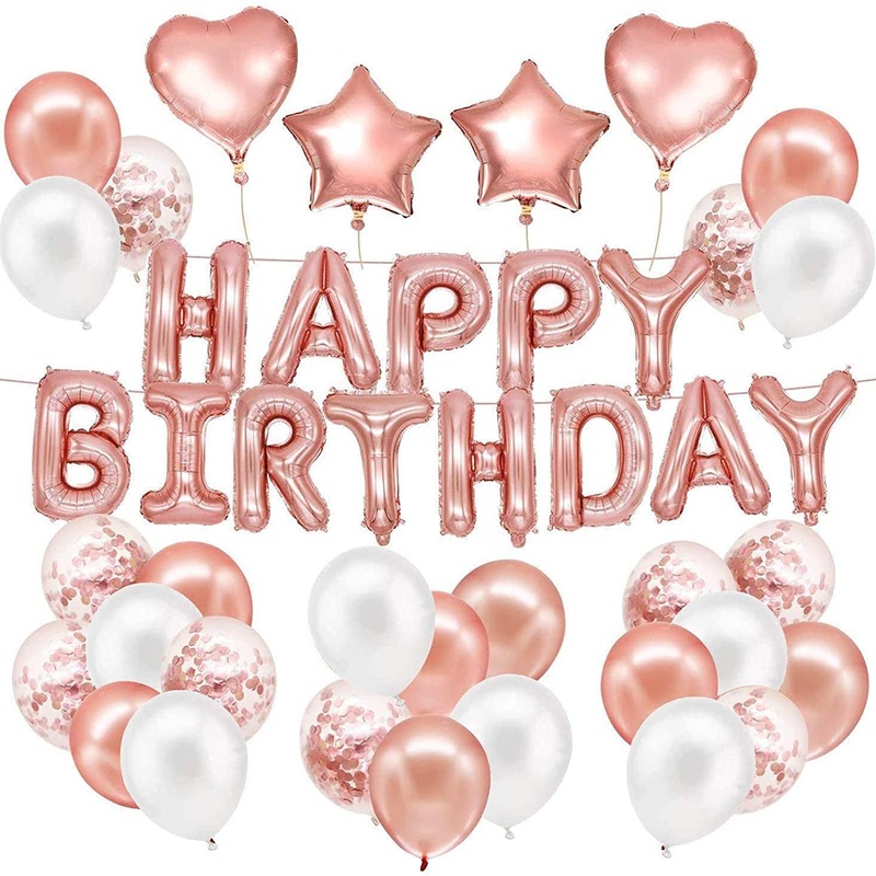 Rose Gold Birthday Balloon Party Decorations Kit