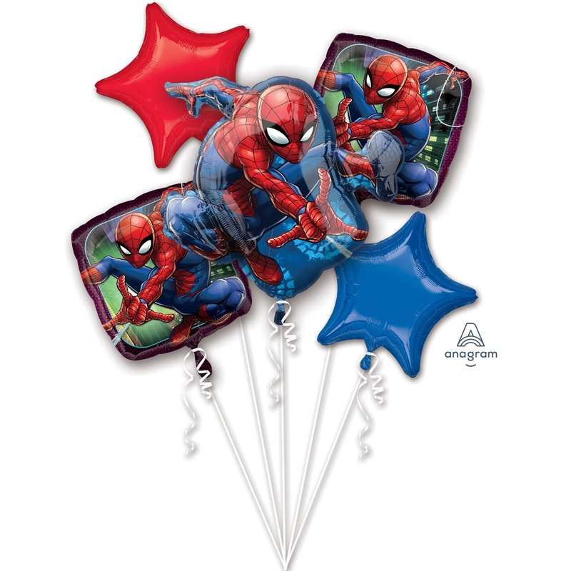 Spider-Man Helium Inflated Balloon Bouquets