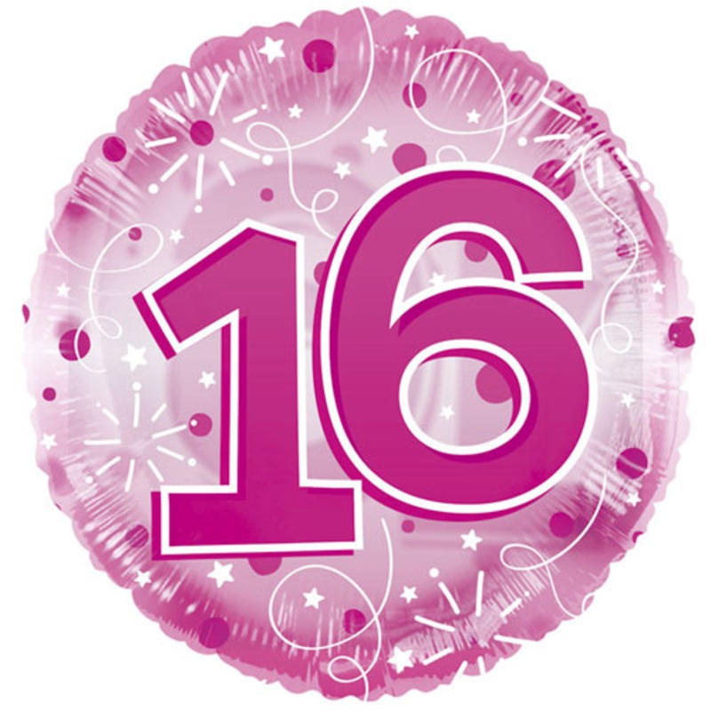 16th Happy Birthday Clearview Pink Balloon 24"