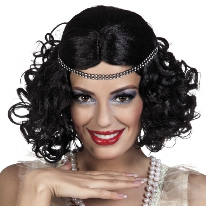 20s Flapper Wig and Headband - Black