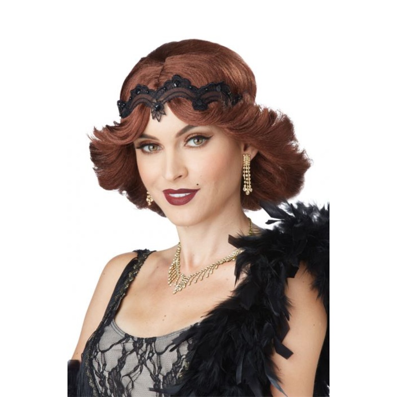 20s Glitz and Glamour Wig and Headband - Brown
