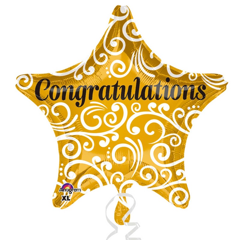 Congratulations Gold Star Balloon - 19"