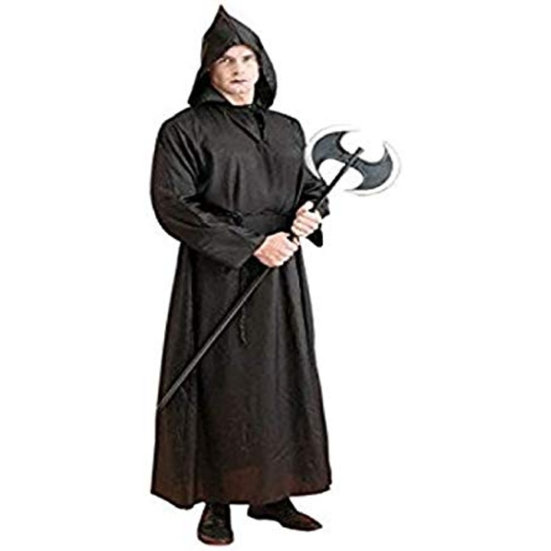 Black Taffeta Hooded Robe