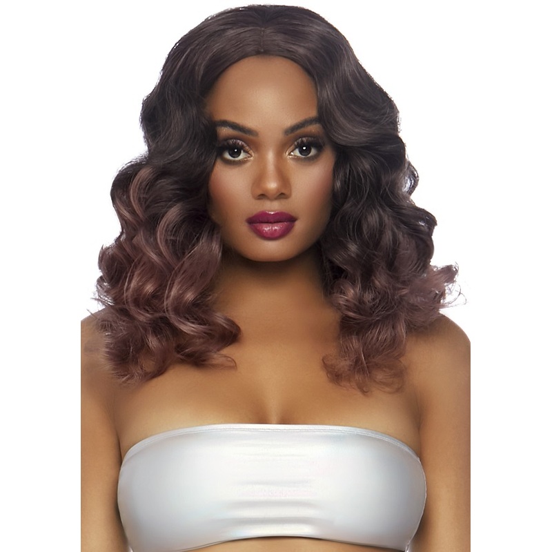 Curly Ombre Long Bob Wig - Mauve