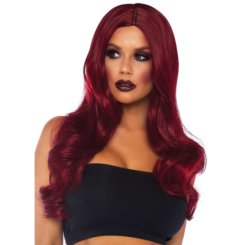Long Burgundy Wavy Wig