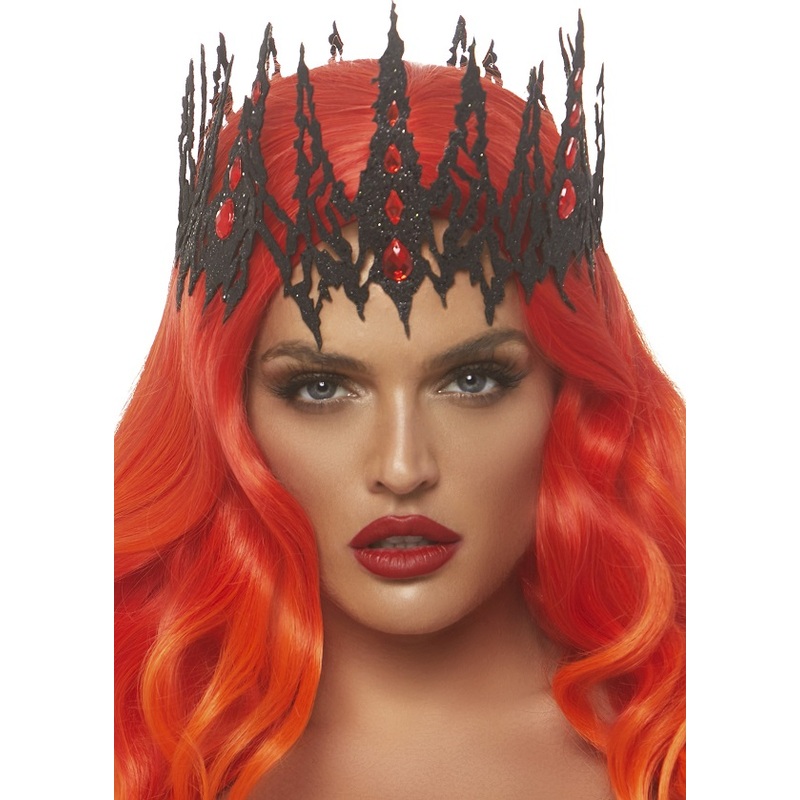 Glitter Die Cut Jewelled Crown - Black