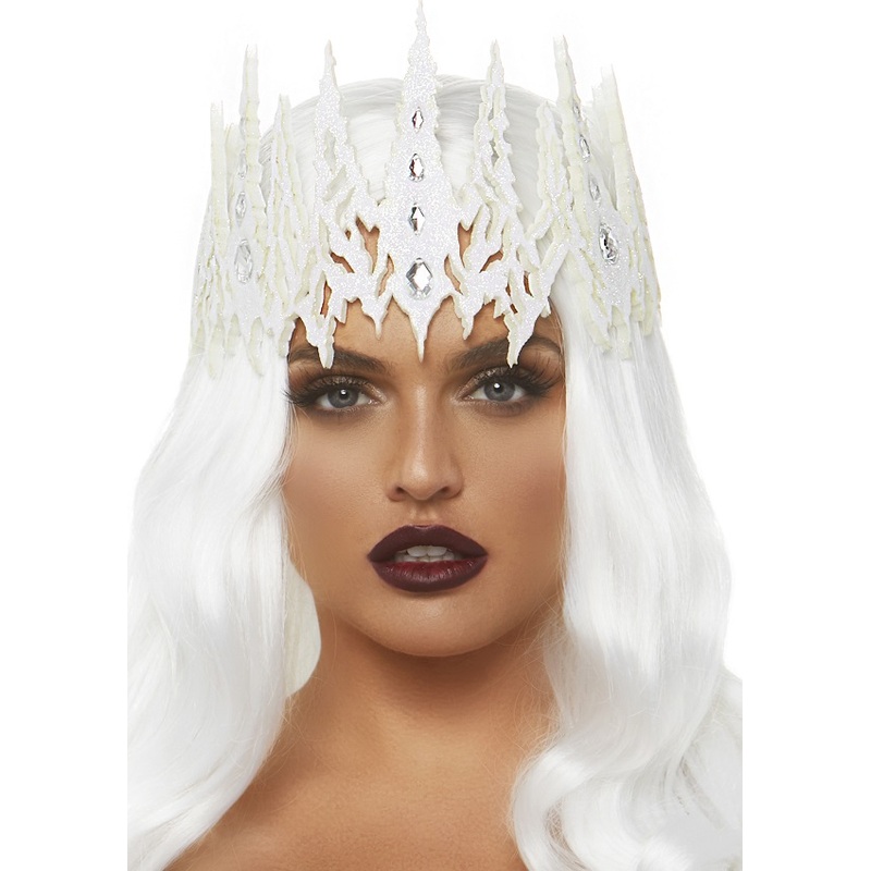 Glitter Die Cut Jewelled Crown - White