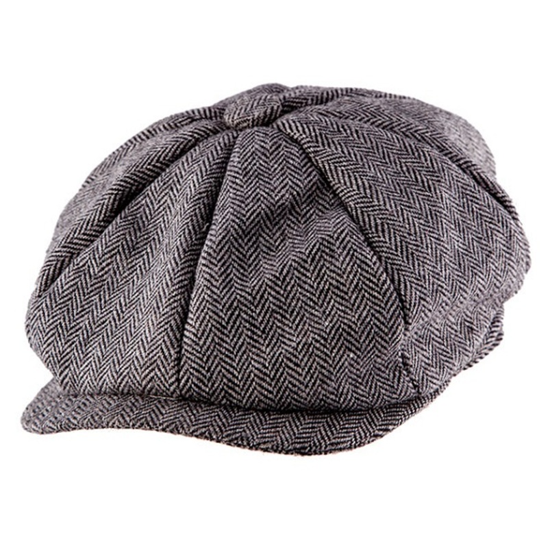 Herringbone Flat Cap - Grey