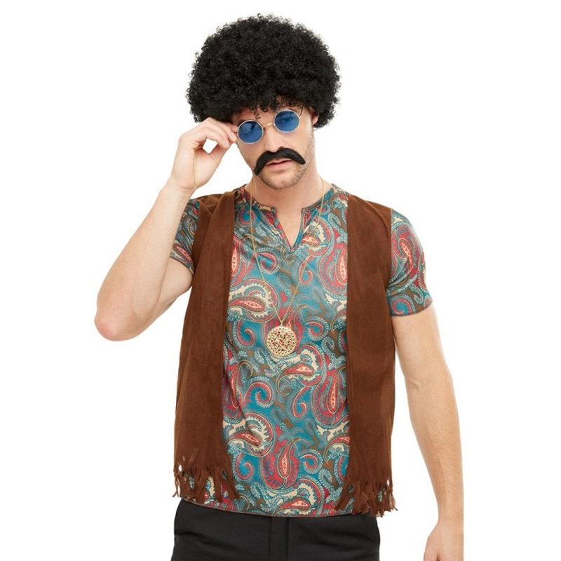 Hippie Instant Kit - Wig, moustache, glasses and a necklace