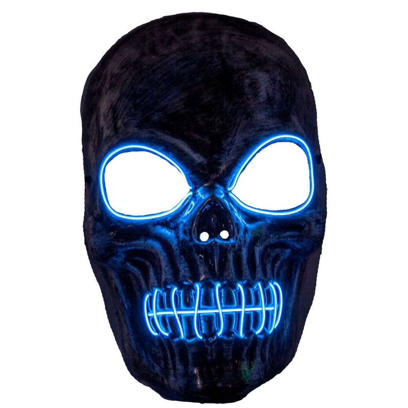 Light Up Skeleton Reaper Mask - Blue