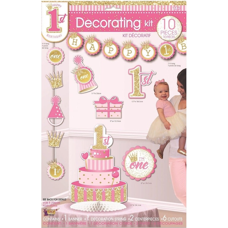 1st Birthday Decorating Kit - Pink