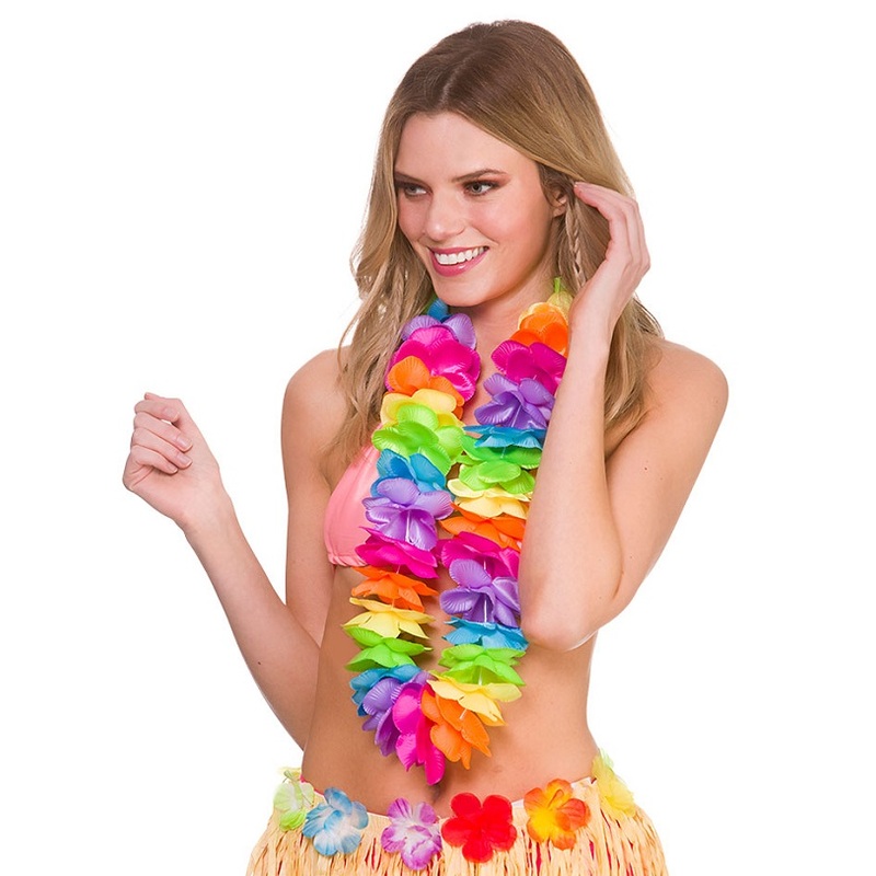 Deluxe Satin Leis - Rainbow