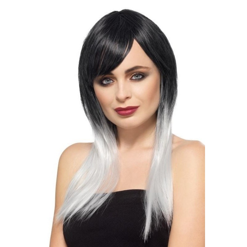 Deluxe Ombre Wig - Black/Grey/white