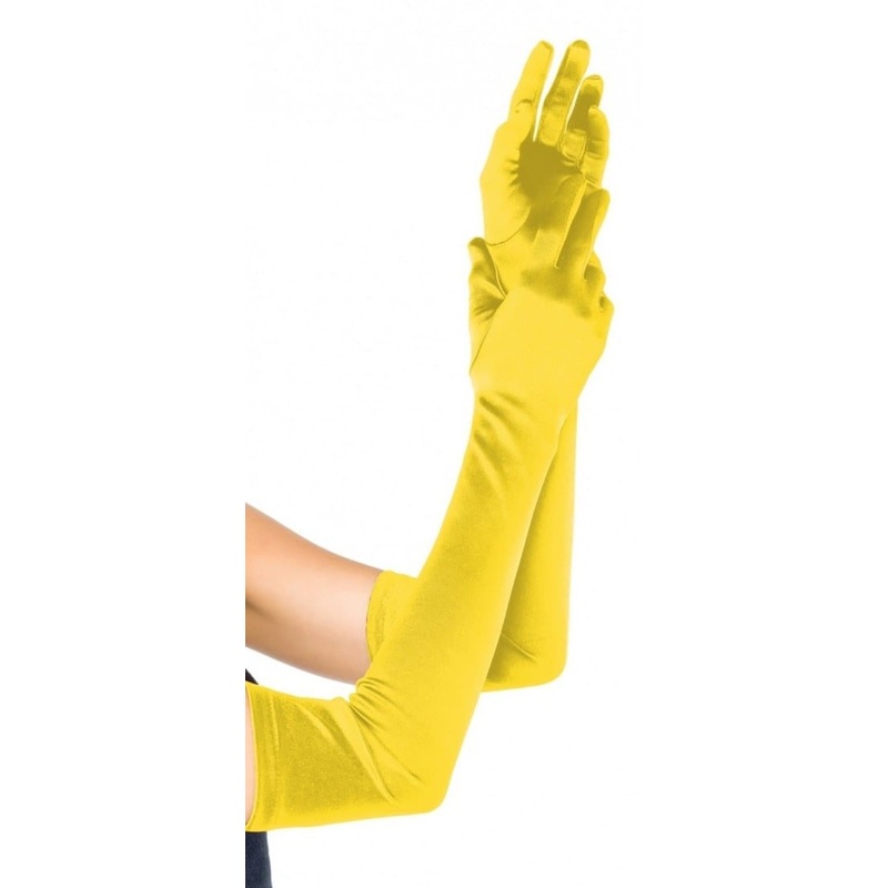 Extra Long Satin Gloves - Yellow