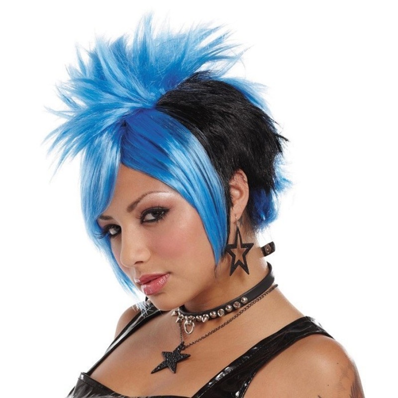 Punky Girl Wig - Blue/Black