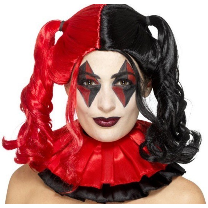 Twisted Harlequin Wig - Red/Black