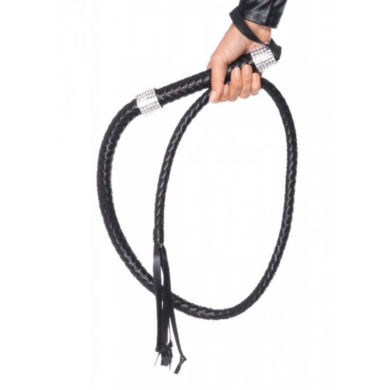 Black Rhinestone Handle Whip
