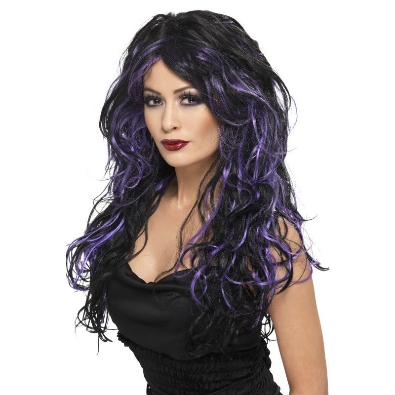 Gothic Bride Wig - Black/Purple