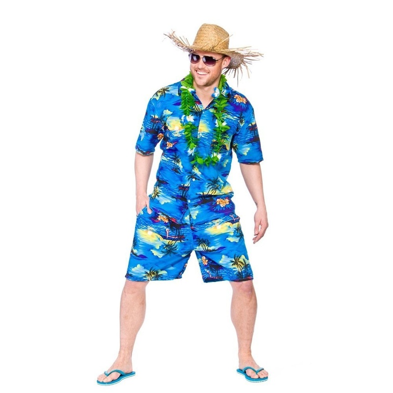 Hawaiian Beach Party Costume - Blue Palm