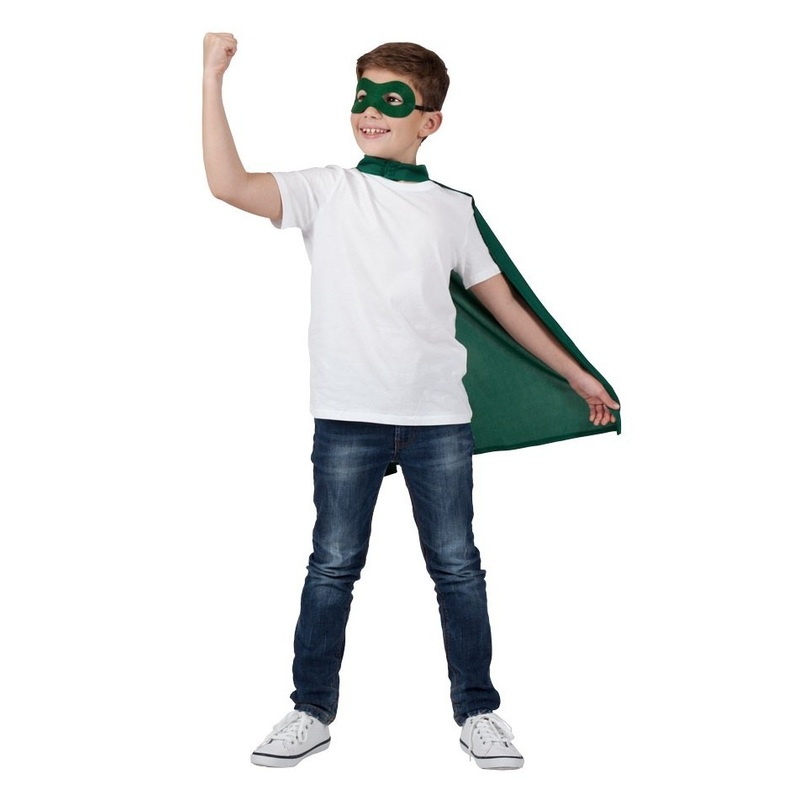 Kids Superhero Cape & Mask - Green