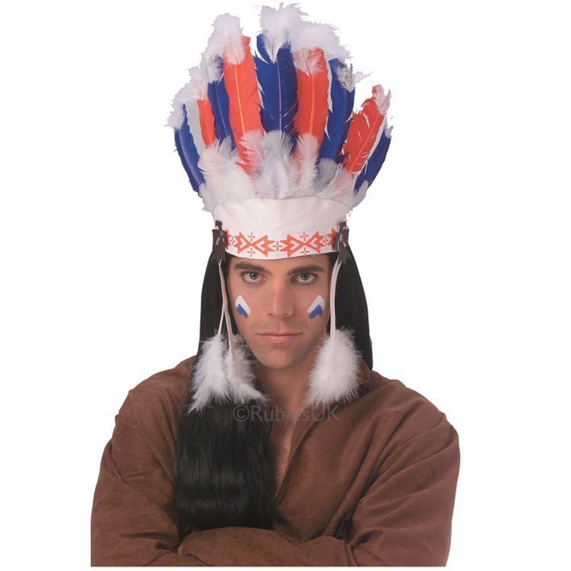 Indian Headdress - Red/White/Blue