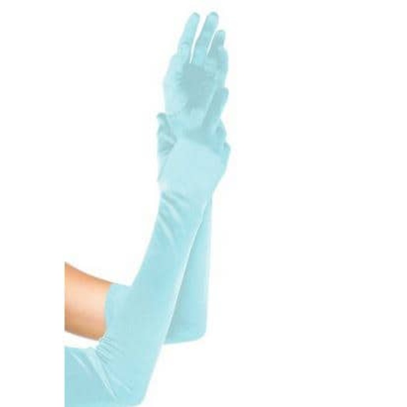 Extra Long Satin Gloves - Blue