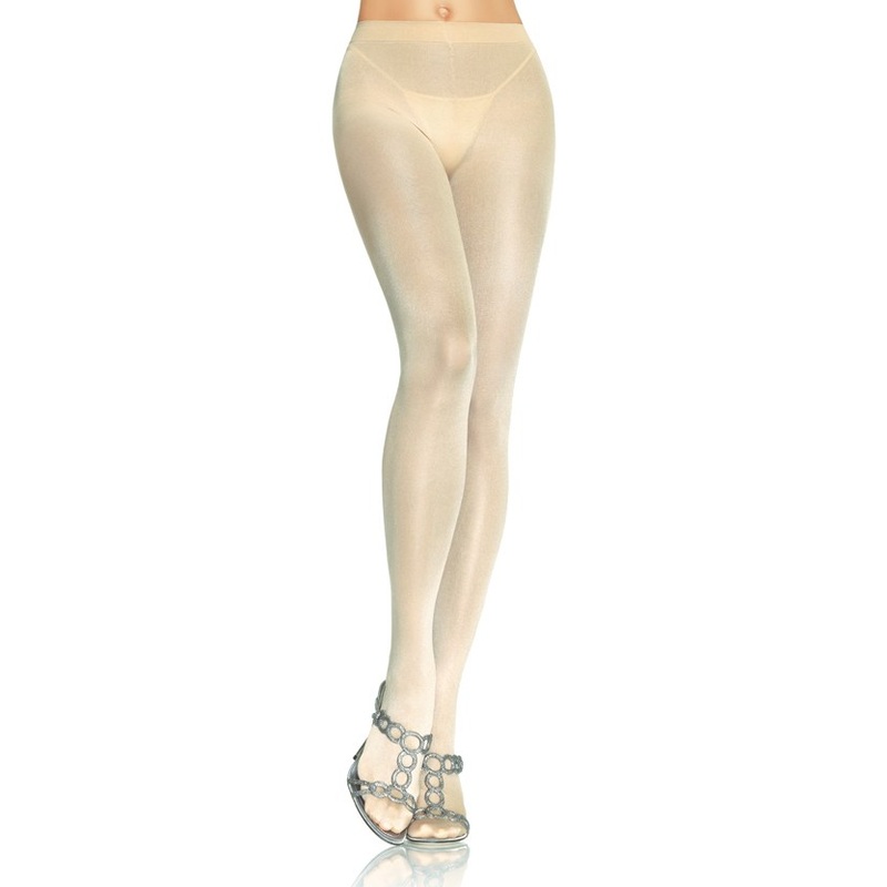 Opaque Sheer To Waist Tights With Cotton Crotch BEIGE