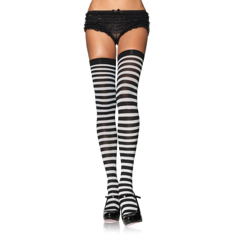 Plus Size Nylon Stockings With Stripes