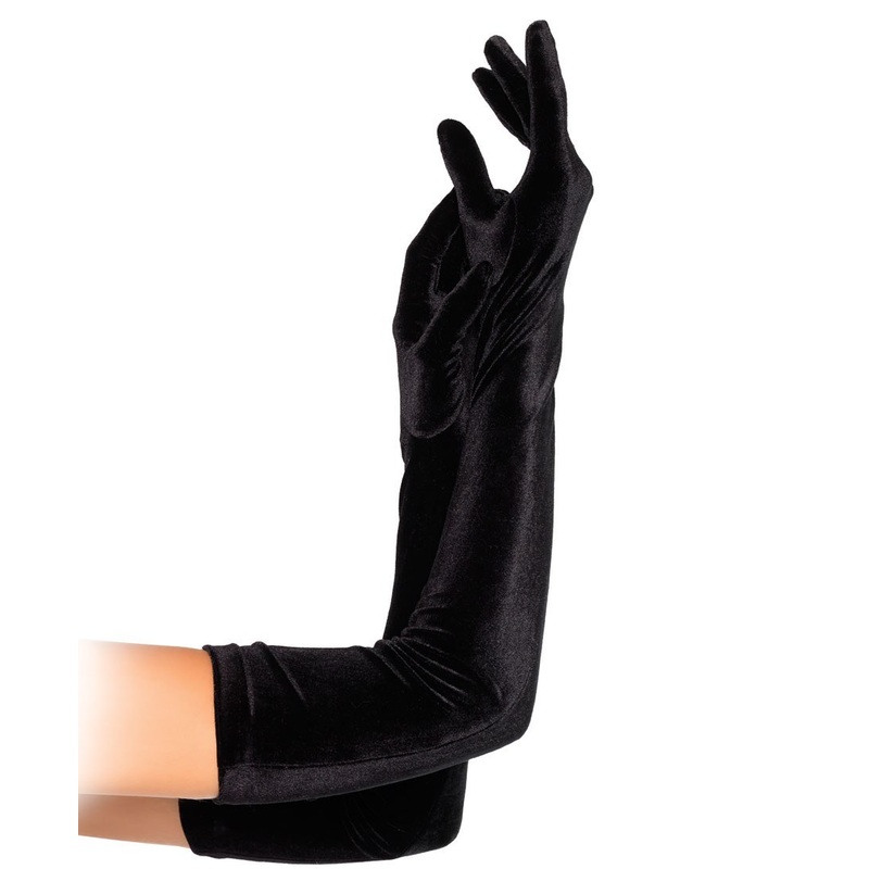 Velour Opera Gloves - Black