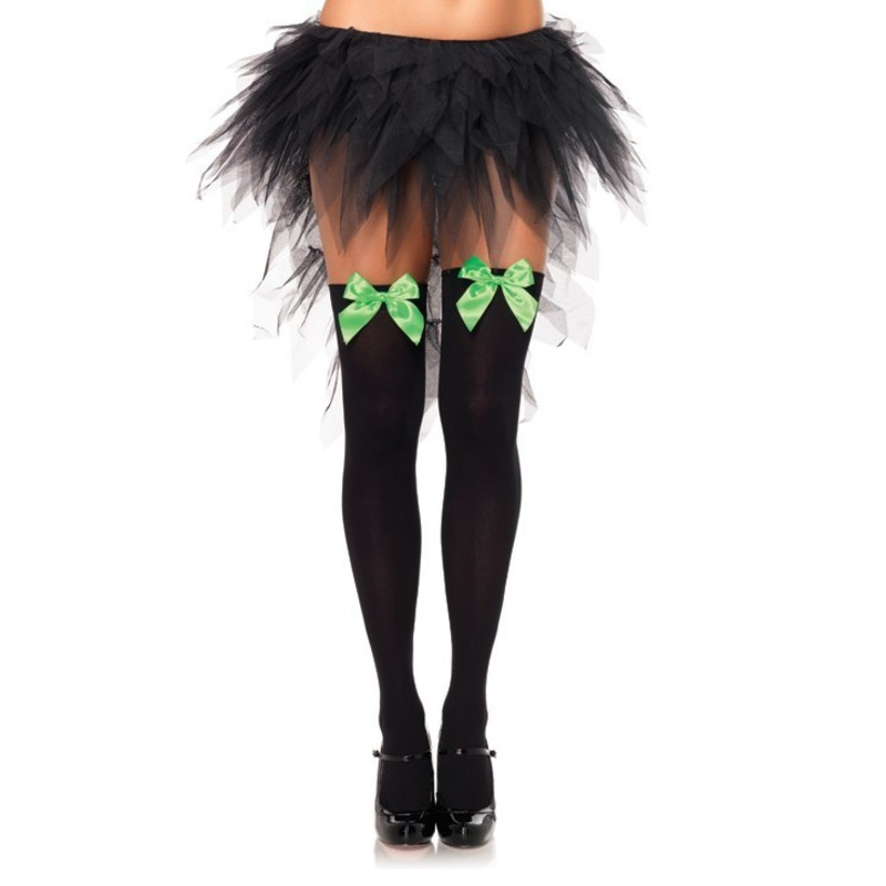 Black Stockings With Neon Green Bow