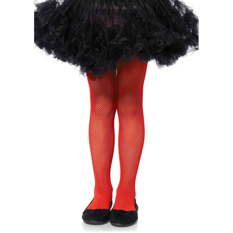 Girls Fishnet Tights - Red