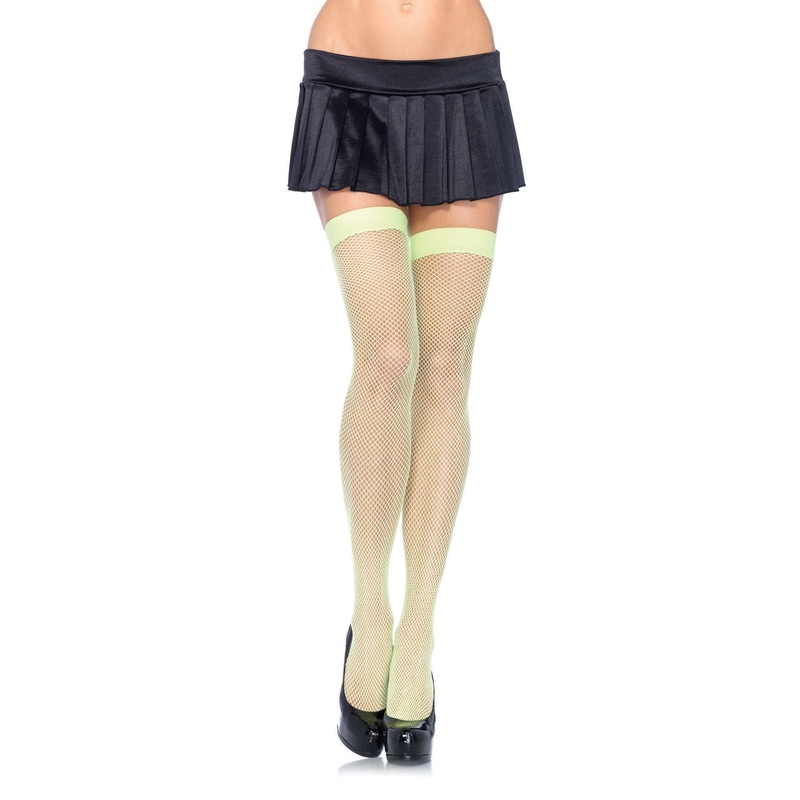 Nylon Fishnet Stockings - Neon Green