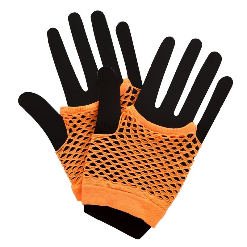 Short 80's Net Gloves - Neon Orange