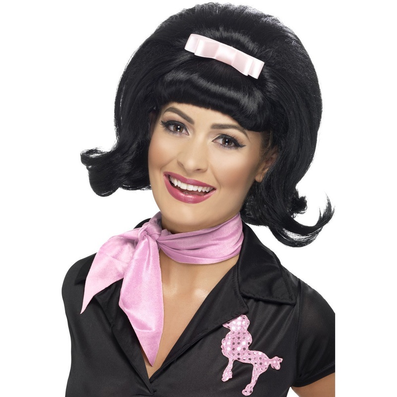 50'S Flicked Beehive Bob - Black