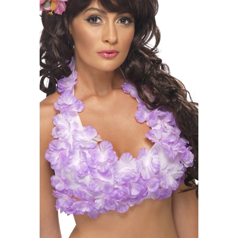 Hawaiian Flowered Halterneck Top - Purple