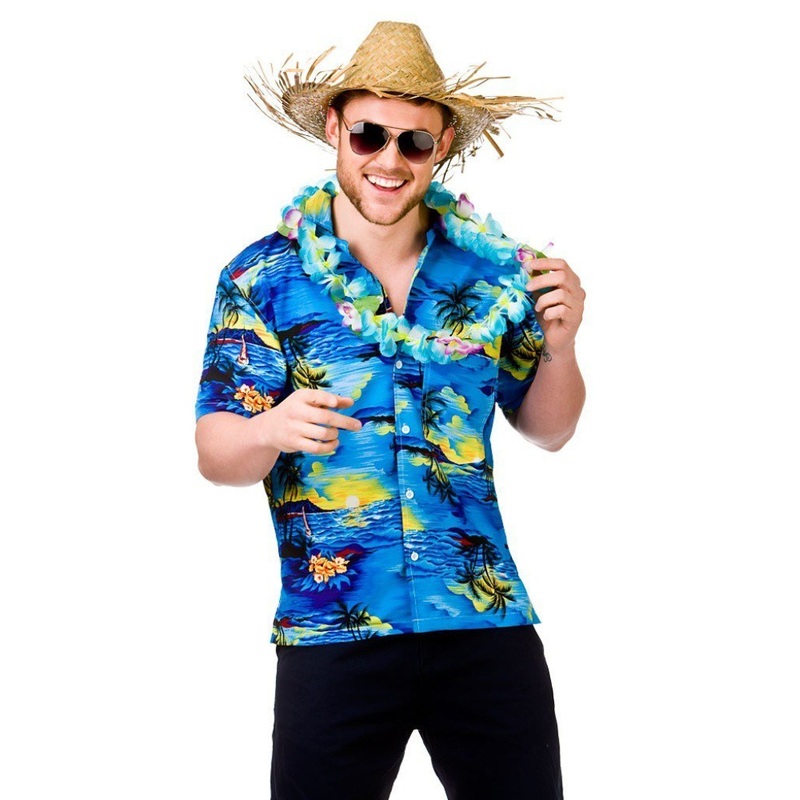 Hawaiian Shirt - Blue Palm Trees